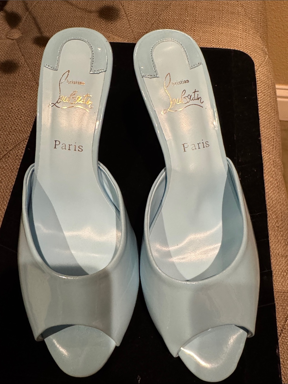 Red Bottoms Tiffany Blue Patent Leather Kitten Heels